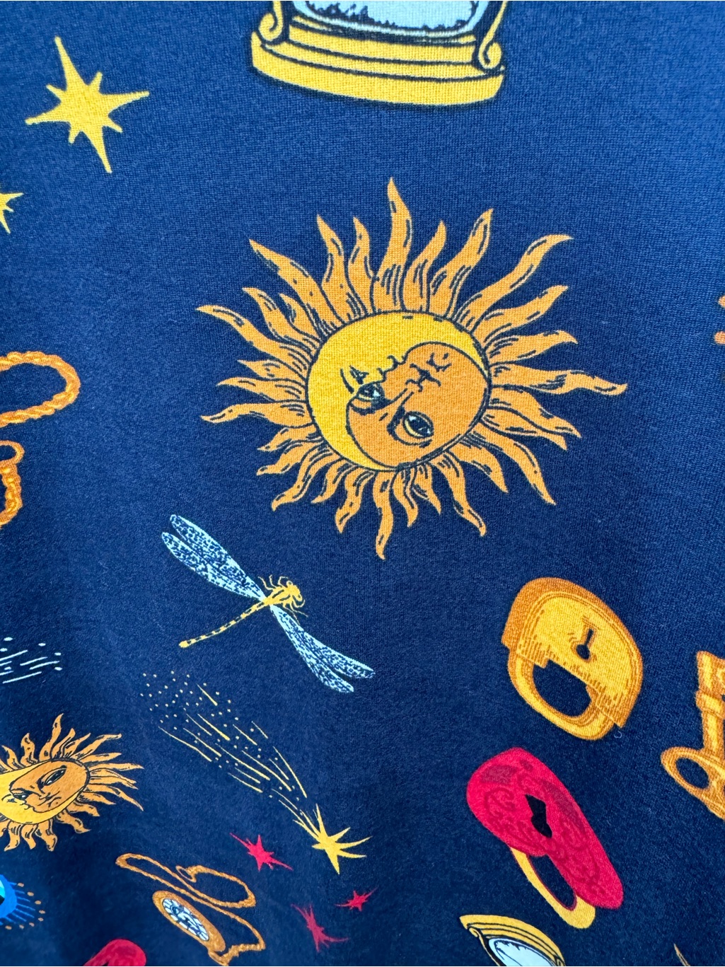 Nwt Mason Grey Alaina Mystic Navy + Gold Celestial Print Shirt Dress.Size M — image 7 of 8